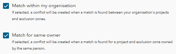 Matching a selection conflict zones