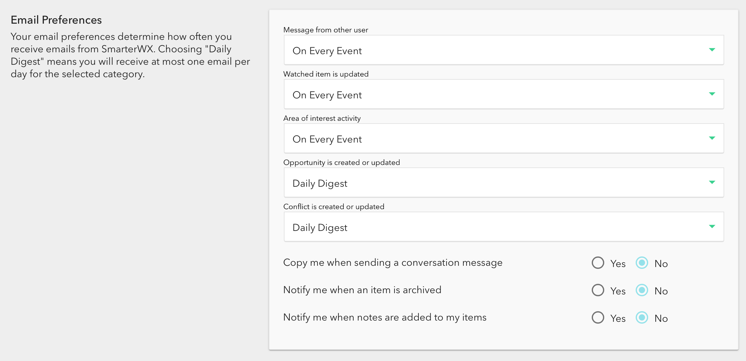 Email Preferences
